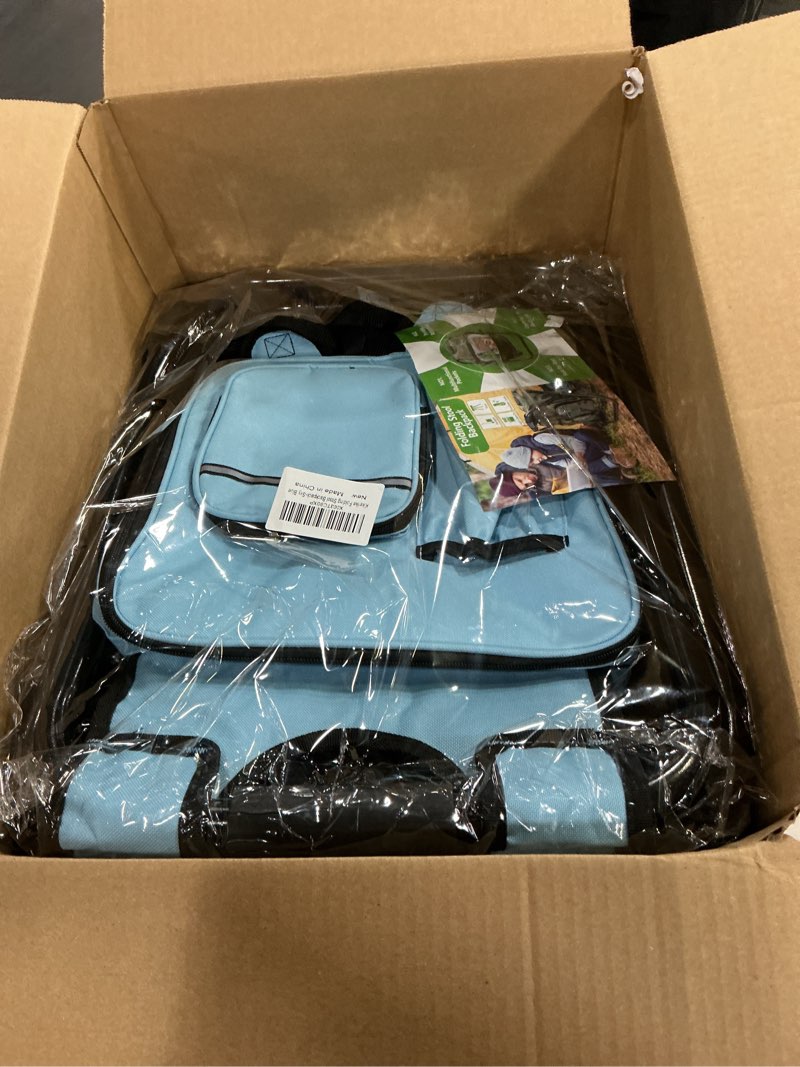 Condition photo showing Good Condition for Kikerike Backpack Stool Cooler Chair Heavy Duty 300 LBS Max Load Portable Lightweight Folding Fishing Cooler for Camping Hunting Fishing - Sky Blue