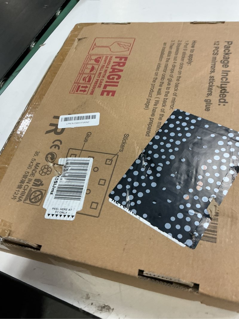 Condition photo showing New/Like New for trahome home gym mirror tiles for wall, 14"x12"x12pcs full length home gym workout mirror for garage, bedroom, living room, over the door frameless 14"x12" (12 pcs)