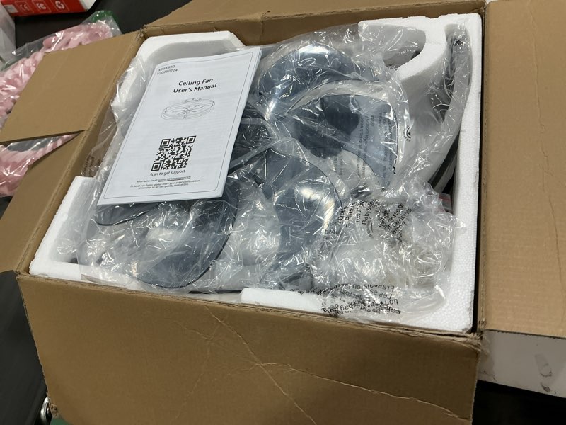 Condition photo showing New/Like New for ZMISHIBO Ceiling Fans with Lights and Remote, 19.7'' Low Profile Ceiling Fan, 3000-6000K Dimmable Modern Flush Mount LED Fan Light, 6 Wind Speeds, Black Fandelier Ceiling Fans for Bedroom Black 19.7 INCH