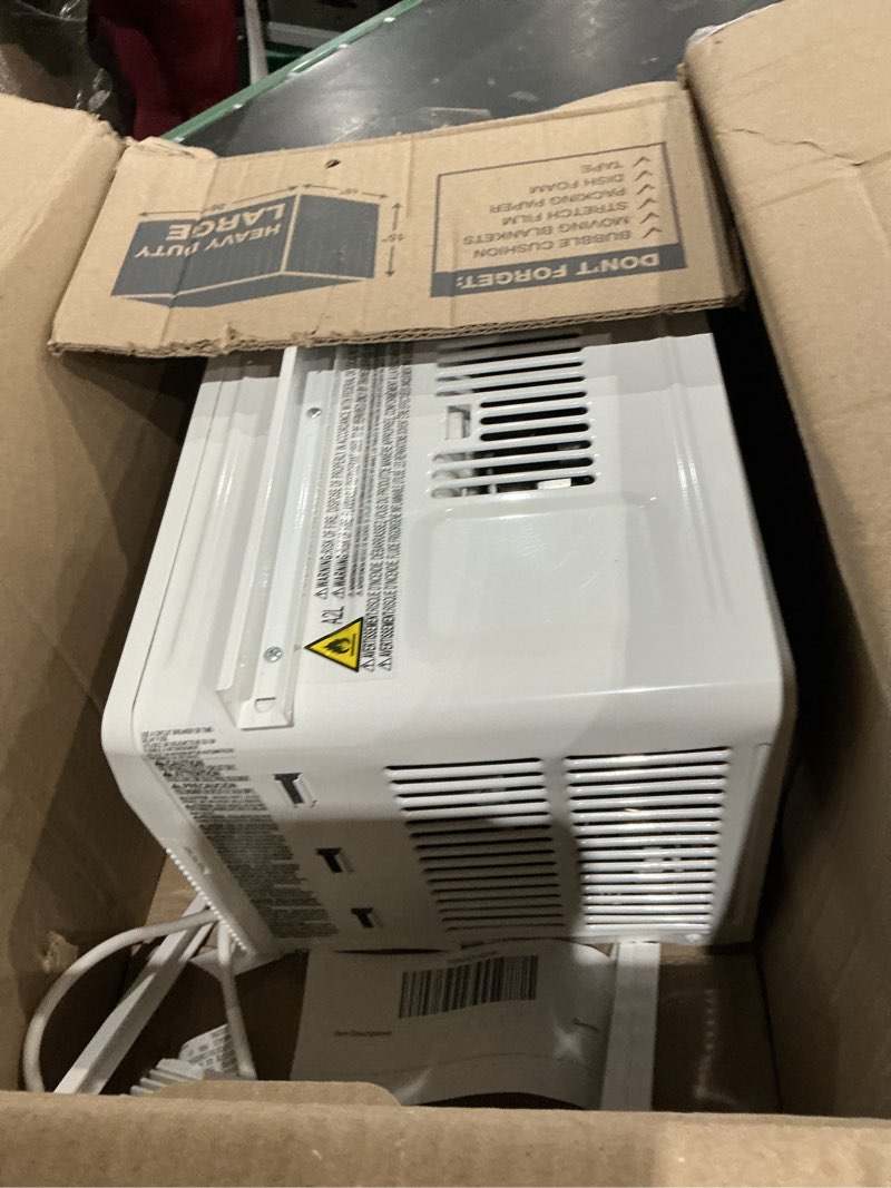 Condition photo showing As Is for lg 5000 btu window air conditioner with remote, easy mechanical control ultra-quiet compact-size cools 150 sq.ft. for small room, washable filter ac unit easy installation white lw5025r 5000 btu remote white