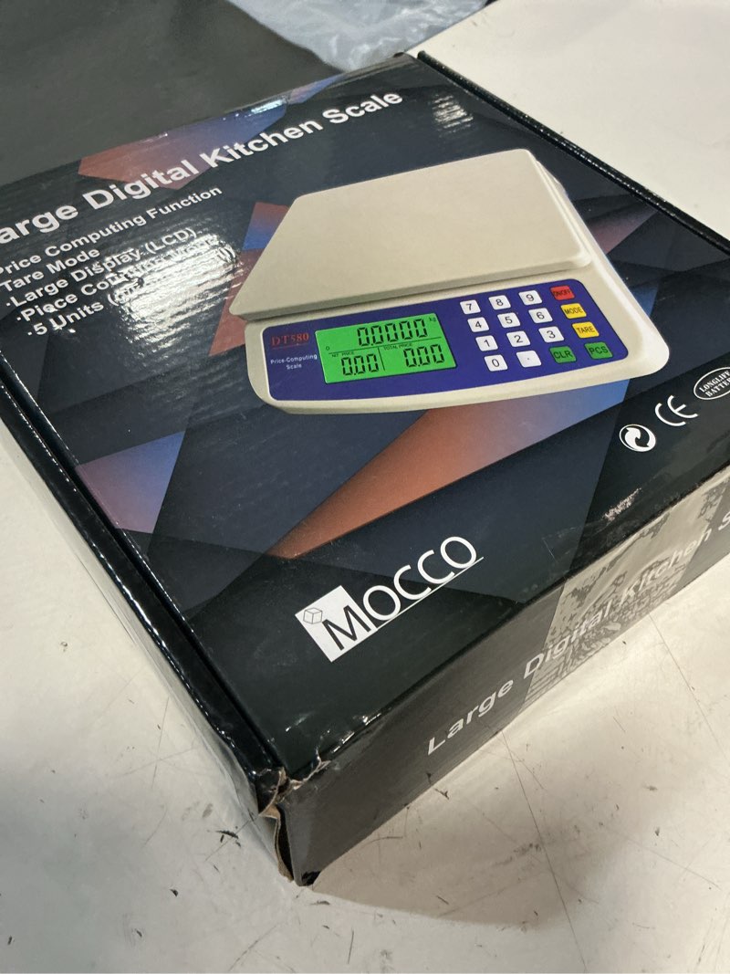 Condition photo showing New/Like New for large digital kitchen scale 40kg/88lb stainless steel price computing scale counting scale deli scale with lcd display for baking bread cooking meat prep parts and coins adapter included gray 40kg