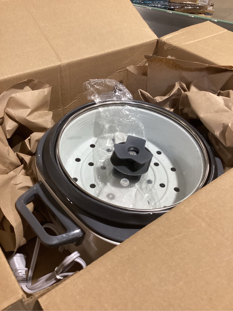 Condition photo showing As Is for BLACK+DECKER 16-Cup Rice Cooker, RC516, 8-Cup Uncooked Rice, Steaming Basket, Removable Non-Stick Bowl, One Touch