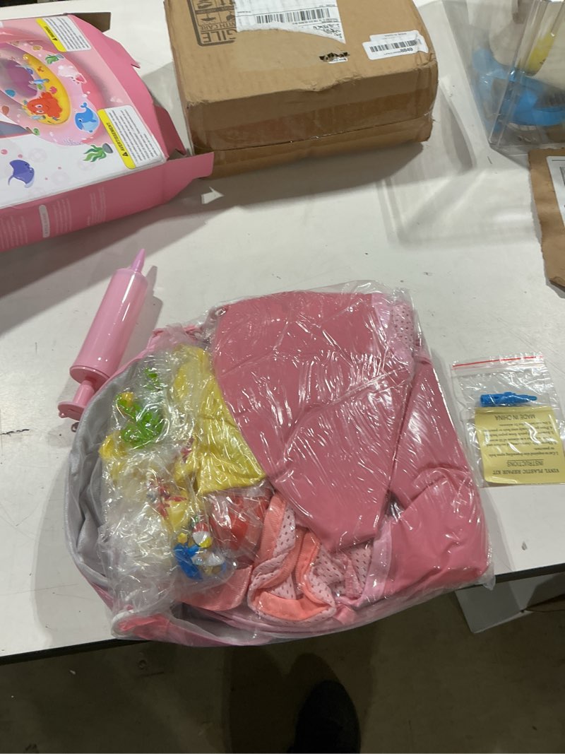 Condition photo showing Good Condition for ezigo baby pool float with canopy upf50+ sun protection, inflatable kids pool floats with ocean animal toys for baby 6-36 months, infant swimming float with adjustable safety seat for boys girls pink
