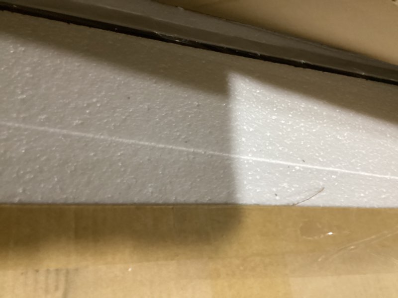 Condition photo showing As Is for Amazon Basics Rectangular Wall Mount Mirror 24" x 36", Standard Trim, White White 36"L x 24"W Standard Trim Wall Mirror