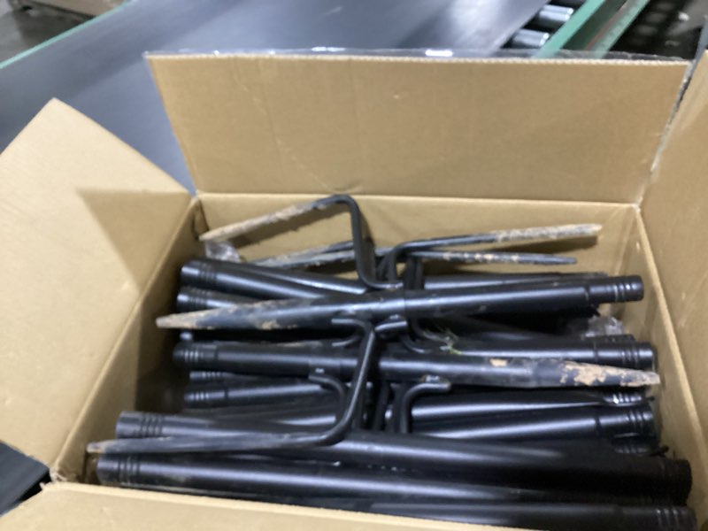 Condition photo showing As Is for 6 Pack String Light Poles for Outside, Heavy-Duty Metal Light Poles for Outdoor String Lights with Fork, Adjustable Lighting Accessories for Patio Decor Backyard Yard Pergola Garden Decorations