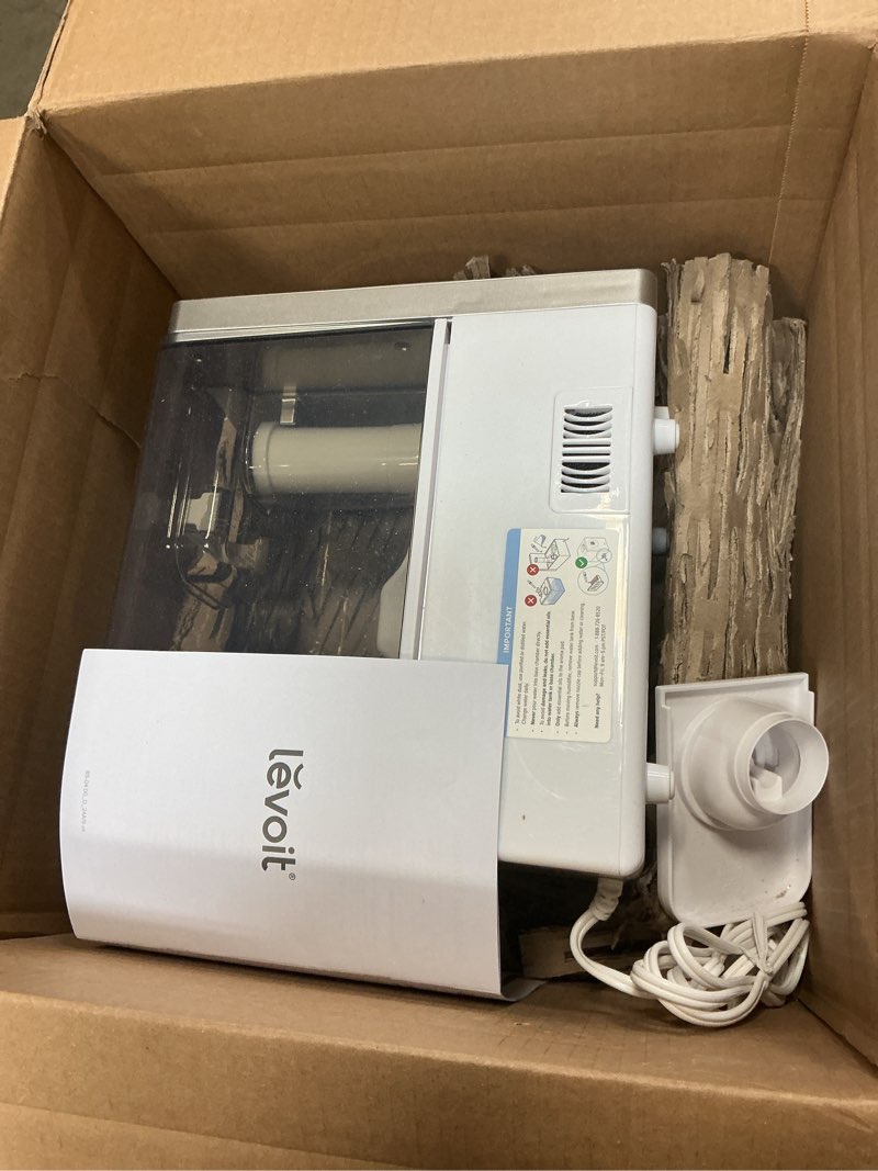 Condition photo showing As Is for LEVOIT Humidifiers for Bedroom Large Room Home, 6L Warm and Cool Mist Ultrasonic Air Vaporizer for Plants and Whole House, Built-in Humidity Sensor, Essential Oil Diffuser, Whisper Quiet, Timer, White Warm&Cool mist humidifier 6L