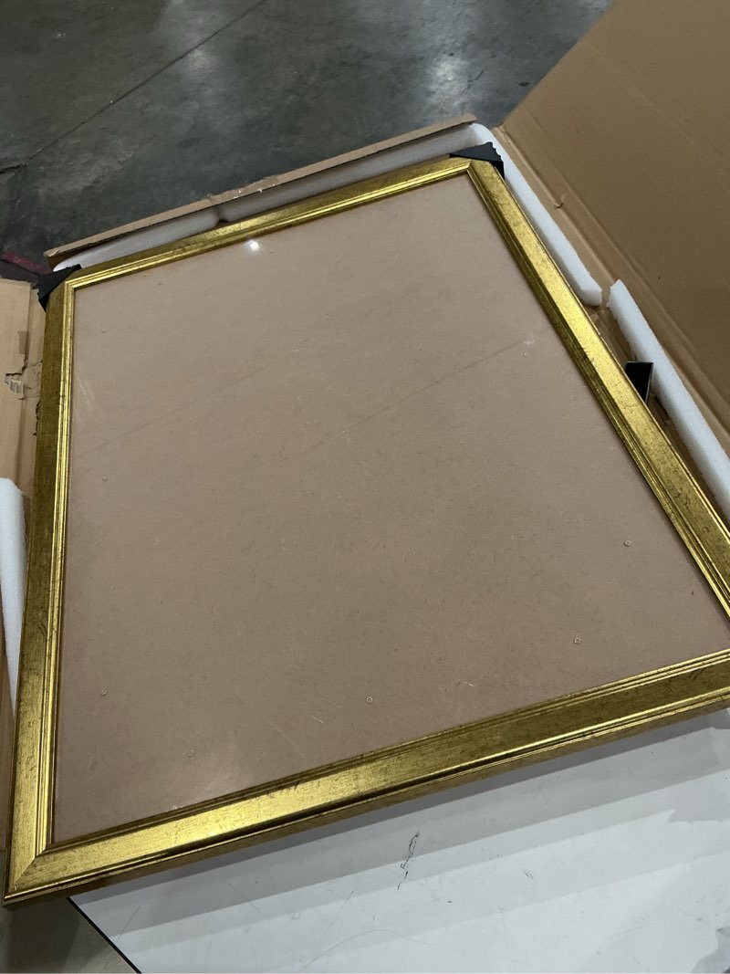 Condition photo showing Good Condition for wood 18x24 frame gold, ornate natural 24x18in poster picture frame, modern golden 18 x 24inch gallery wall photo frame with hd plexiglass, horizontal vertical wall mounting display 1pcs gold 18x24