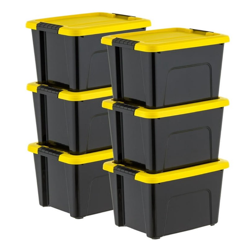 iris 20 qt. plastic storage bins with lids, stackable storage containers, totes, 6 pack
