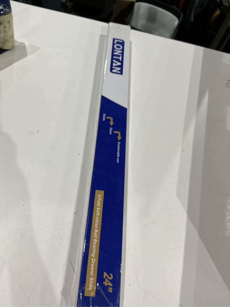 Condition photo showing Good Condition for lontan 24 inch soft close cabinet hardware 1 pair soft close drawer slides-3 fold full extension ball bearing heavy duty 100lb capacity drawer slides with rear mounting brackets soft close-24inch 1 pair+ brackets