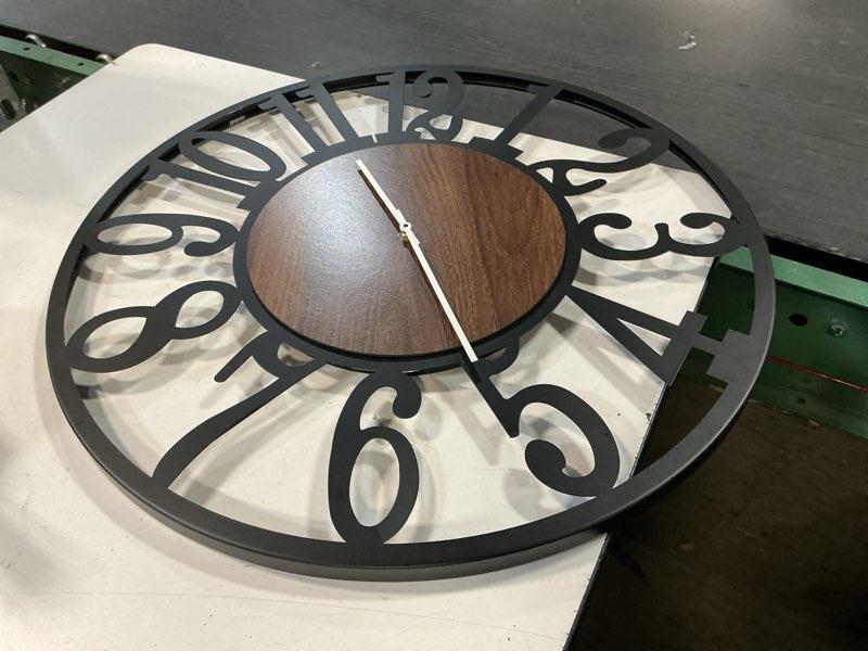 Condition photo showing As Is for leike large wall clocks with night light battery operated,silent non ticking,rustic modern big wood clock for living room, bedroom,kitchen,farmhouse,office,home decor-24 inch(black-arabic number) black-wood-arabic 24 inch