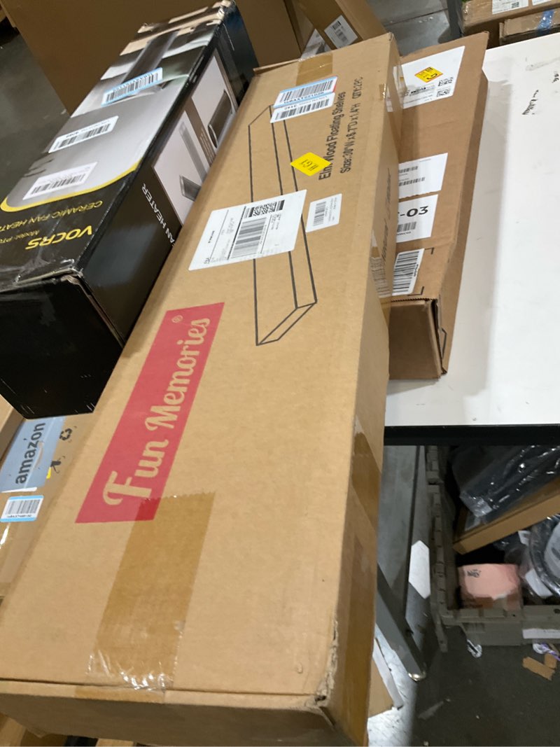 Condition photo showing Good Condition for 30 Inch Floating Shelves Set of 2, Rustic Solid Elm Wood Floating Shelf for Farmhouse, Living Room, Bedroom, Wall Mounted Bathroom Shelves Heavy-Duty Wall Shelf with Invisible Bracket, Walnut Walnut Flat Edge, 30"W, 2Pack