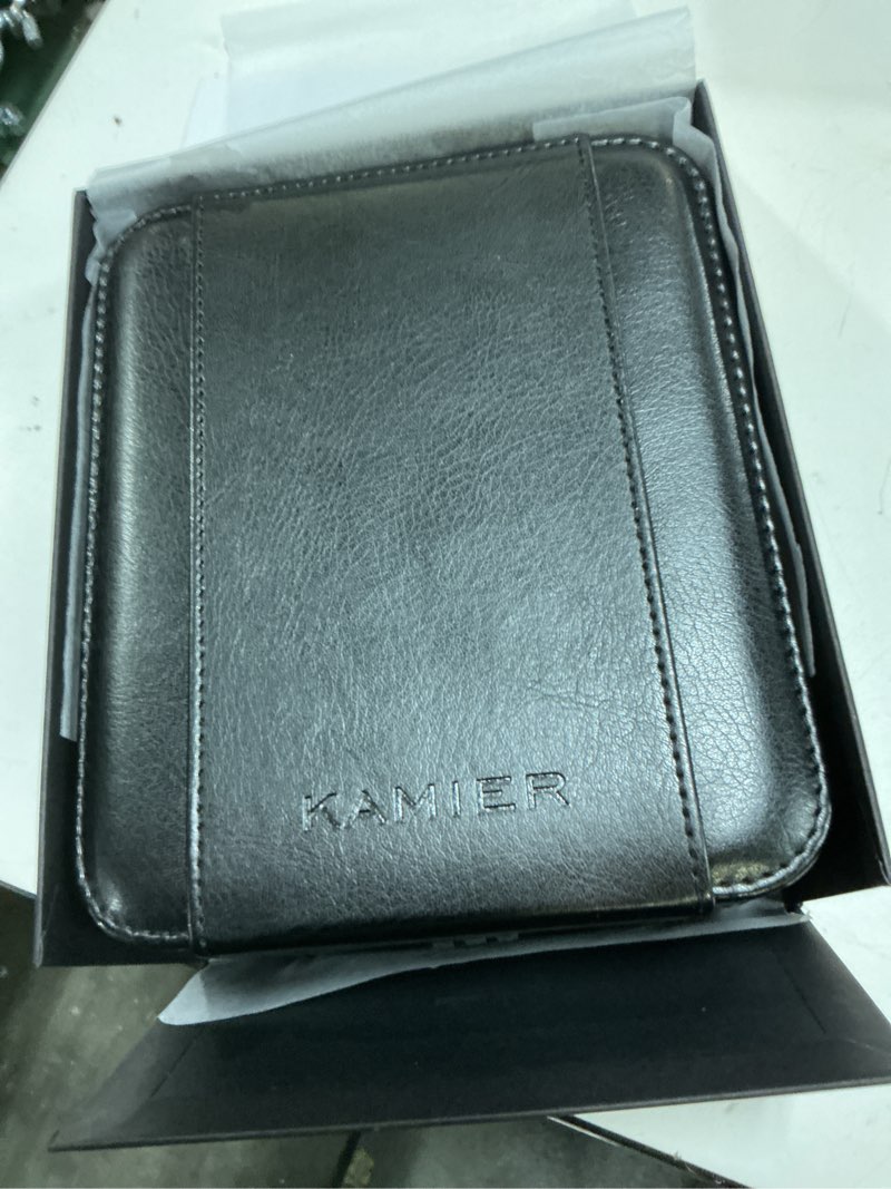 Condition photo showing Good Condition for kamier watch case with combination lock - 4 watch storage and jewelry organizer - watch travel case for ring and watch storage, pu leather travel watch case, ideal for gift (with gift box),black