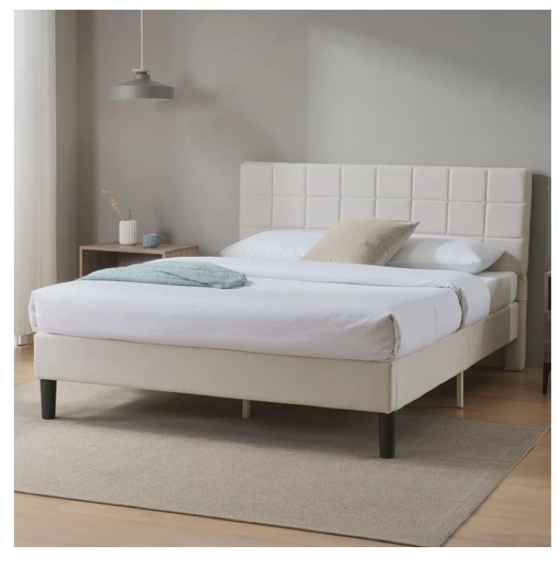 suhavi contemporary modern upholstered platform bed (queen size )