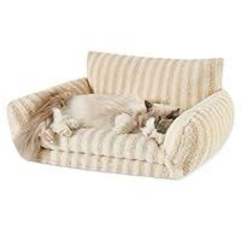 hollypet cat bed fluffy plush mutifuctional double-layer soft pet couch orthopedic sofa nest beds fo