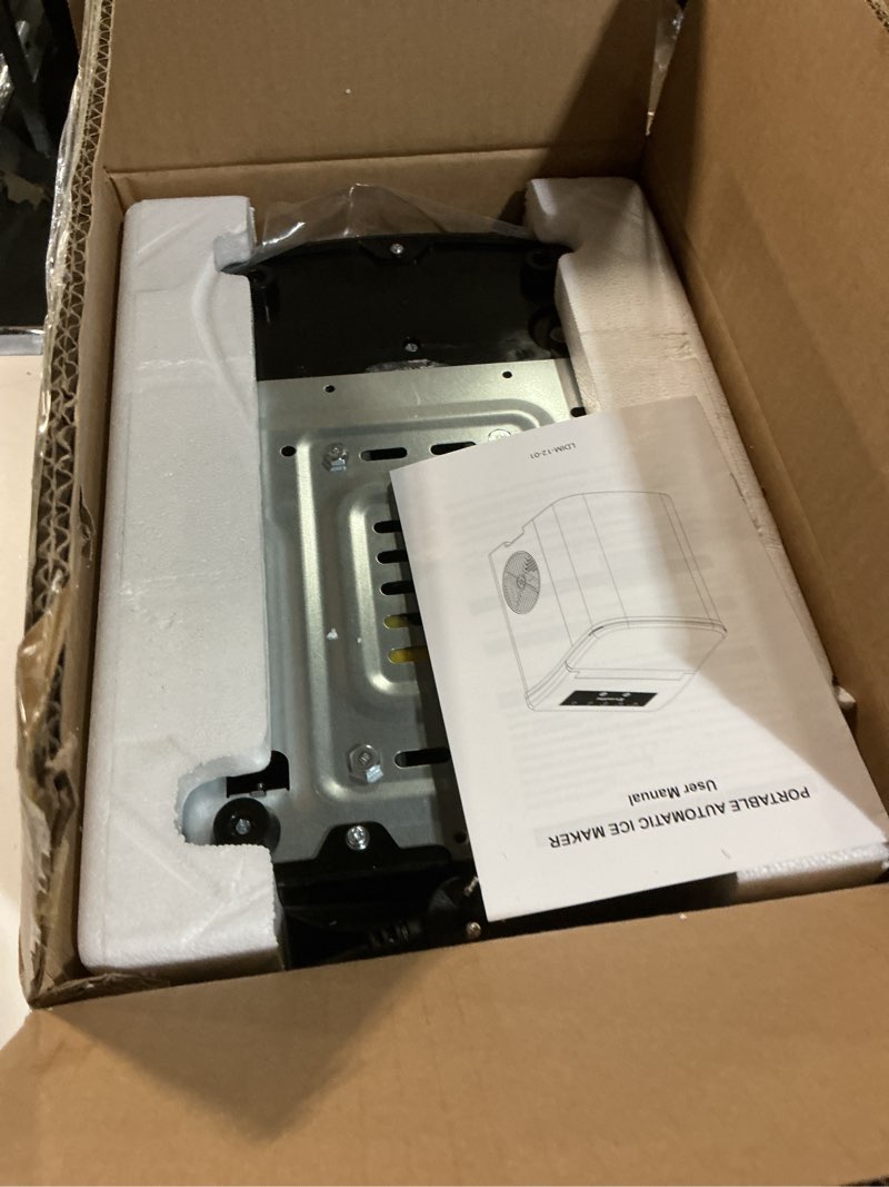 Condition photo showing New/Like New for Portable Countertop Ice Maker Machine - with Ice Scoop, Basket, Makes 9 Ice Cubes in 8 Minutes, 26lbs/24 Hours, Self-Cleaning Countertop Ice Maker for Home/Office/Kitchen/Camping, Black