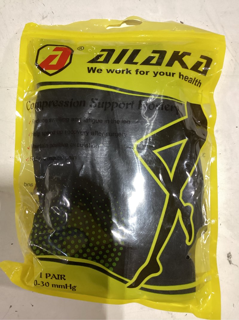 Condition photo showing New/Like New for ailaka medical compression stockings for women men, thigh high footless 20-30mmhg graduated compression socks with silicone band for varicose veins, edema, post-surgery x-large (1 pair) black