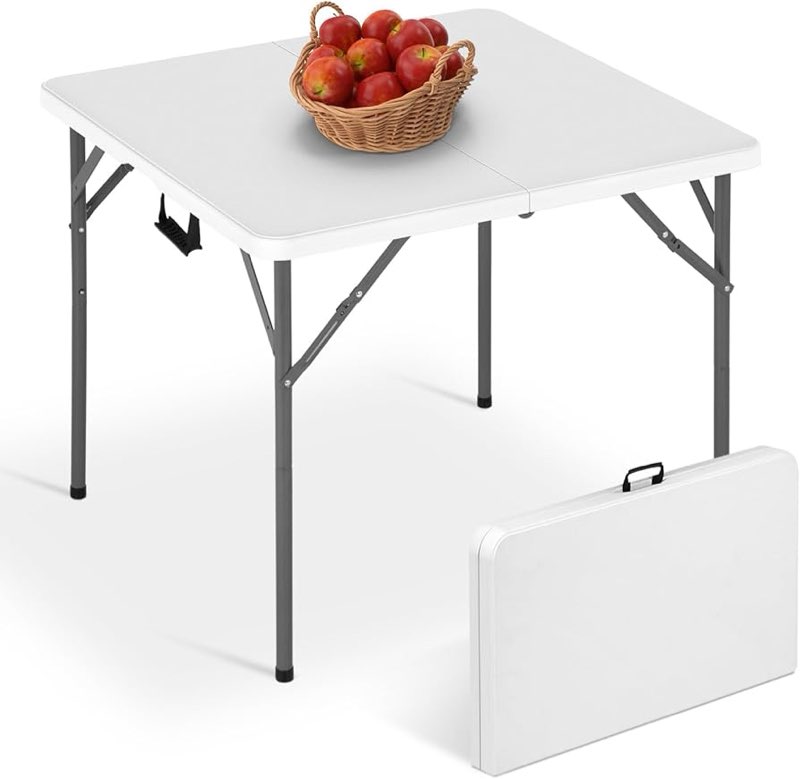 34" folding card table, heavy duty plastic square table 