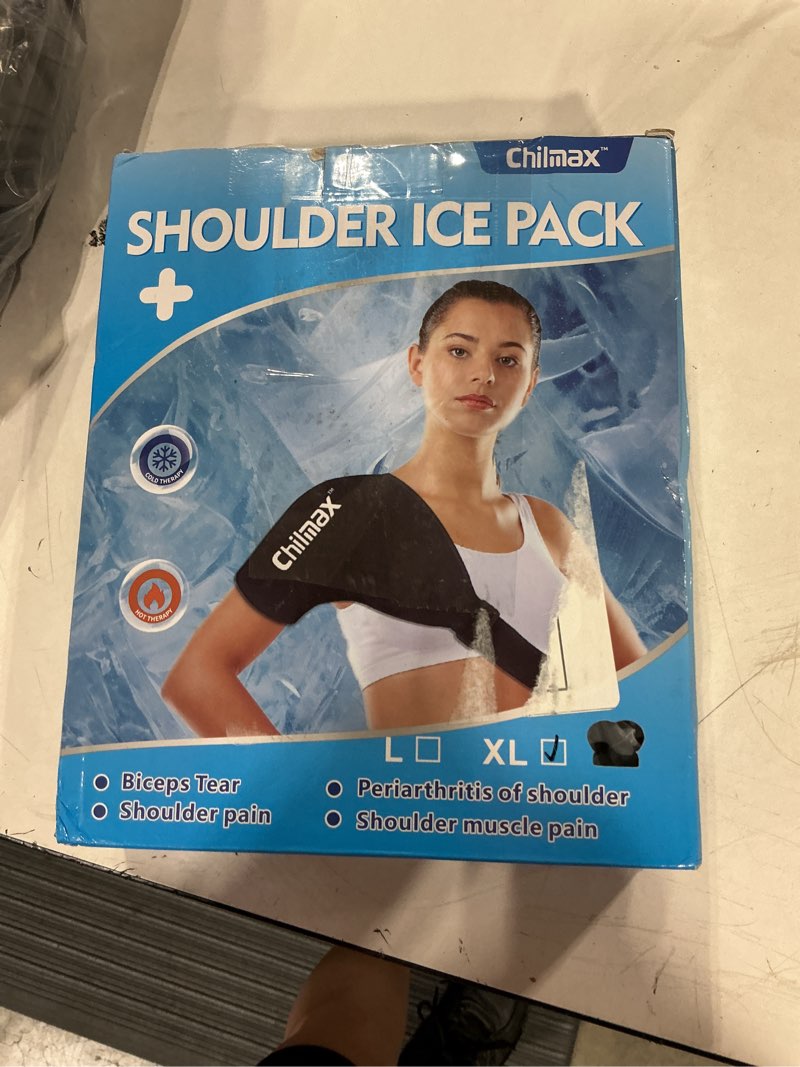 Condition photo showing New/Like New for shoulder ice pack wrap, reusable hot and cold therapy compression wrap for rotator cuff, arm, and shoulder periarthritis pain relief, fatigue reduction,post-surgical rehabilitation large black