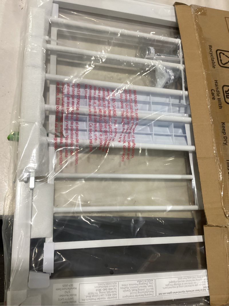 Condition photo showing Good Condition for cumbor 29.7-46" baby gate for stairs, toddler safety essentials for the house, auto close dog gate for doorways, mom's choice awards winner-easy install pressure mounted pet gates for dogs, white white 29.7"-46"w x 30.5"h