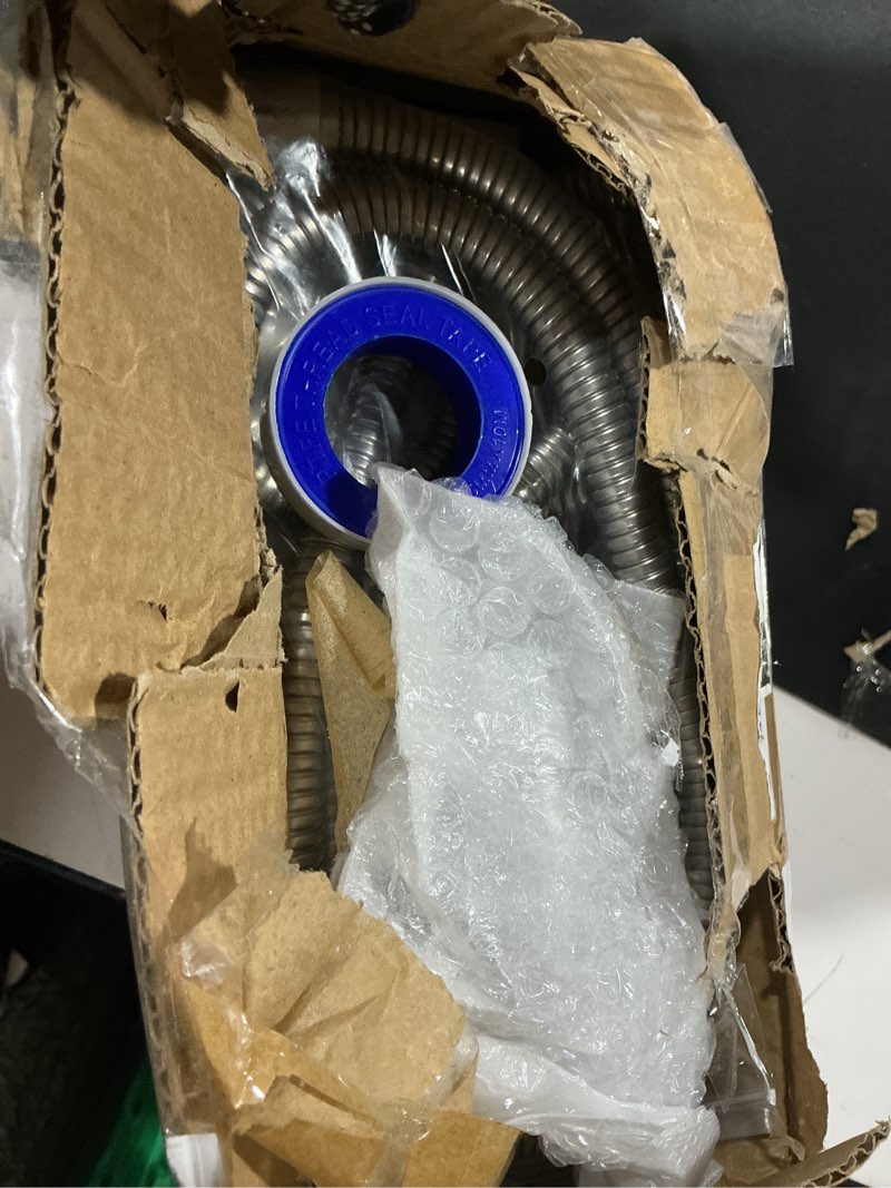 Condition photo showing Good Condition for marbrasse high pressure shower head with hose and holder, 3-settings handheld showerhead with push switch and button to control water flow for saving water,removable camper shower head
