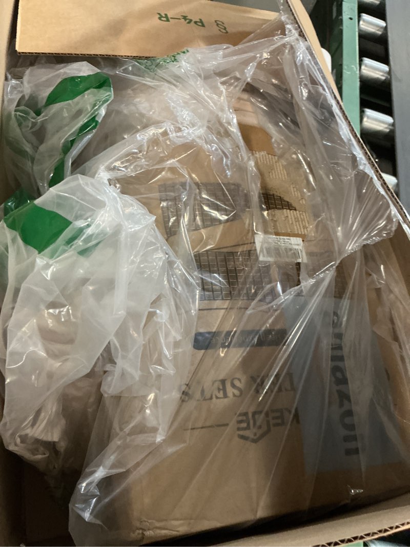 Condition photo showing As Is for hymokege beige oversized queen comforter set seersucker 7 pieces, all season luxury bed in a bag for bedroom, bedding set with comforter, sheets, pillowcases & shams oversized queen(98"x 98") beige