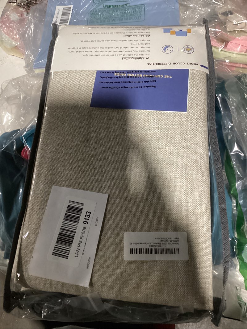 Condition photo showing Good Condition for INOVADAY 100% Blackout Curtains for Bedroom, Black Out Curtains 90 Inch Long, Clip Rings Linen Blackout Drapes, Thermal Insulated Room Darkening for Living Room, 2 Panels - Oatmeal,W50xL90 Oatmeal 50"W x 90"L (Pack of 2)