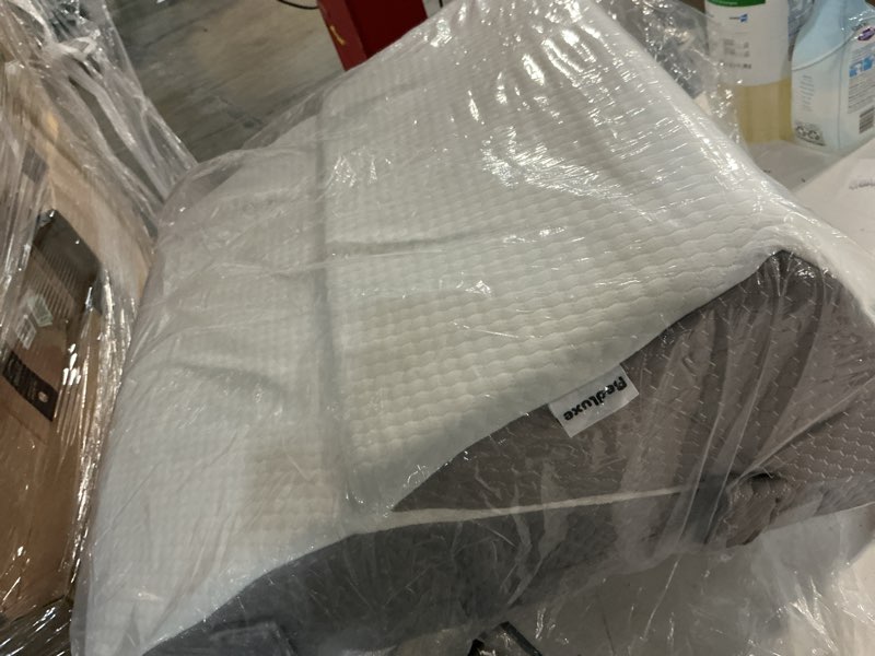 Condition photo showing As Is for Bedluxe Wedge Pillow Headboard, 3PCS Orthopedic Bed Wedge Pillows Set for After Surgery, Adjustable Pillow Wedge for Acid Reflux&Back Pain Relief, Sleeping, Back Pillow for Bed Sitting Up, White/Grey White/Grey Adjustable 9&12 Inch + 1 Head Pillow