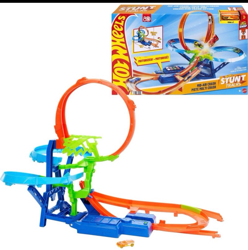 hot wheels action mid-air multi-crash toy vehicle playset - 37pk