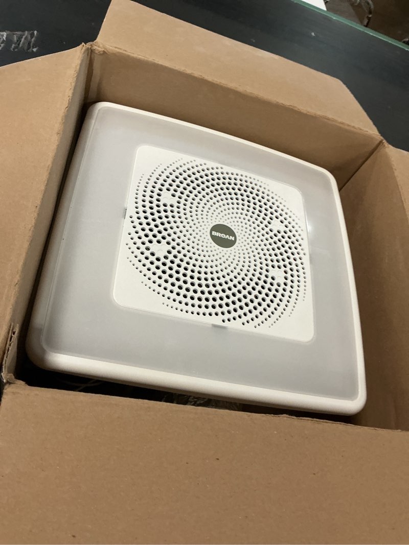 Condition photo showing As Is for broan-nutone chromacomfort 110 cfm 1.5 sones ventilation fan with bluetooth speaker