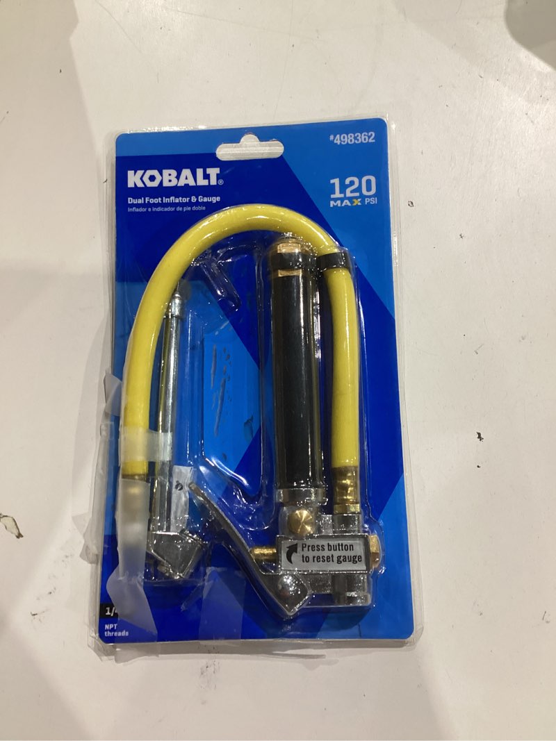 Condition photo showing As Is for kobalt dual foot inflator and gauge