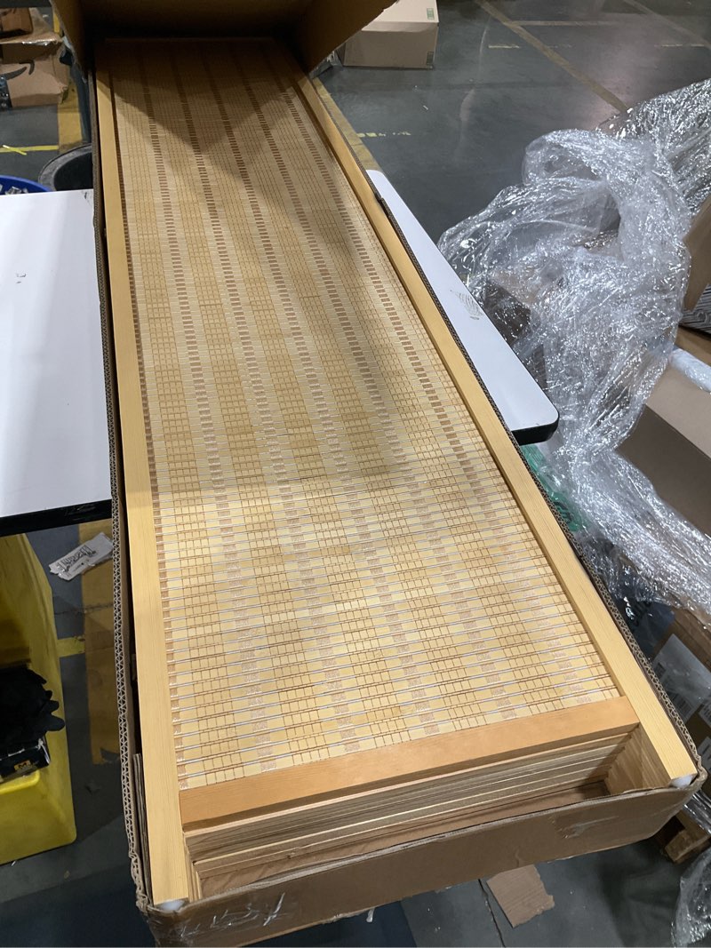 Condition photo showing Good Condition for furnnylane 6 panel bamboo room divider – 5.6 ft tall folding privacy screen, natural beige freestanding room partition wall (67" h x 92.1" w, 6-panel) beige 6 panel