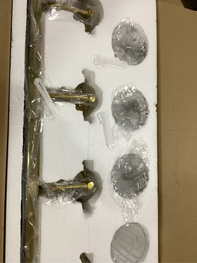 Condition photo showing Good Condition for Modern 4-Light Vanity Light with Crystal Glass Shade - Gold Bathroom Light Fixture Gold 4-Light