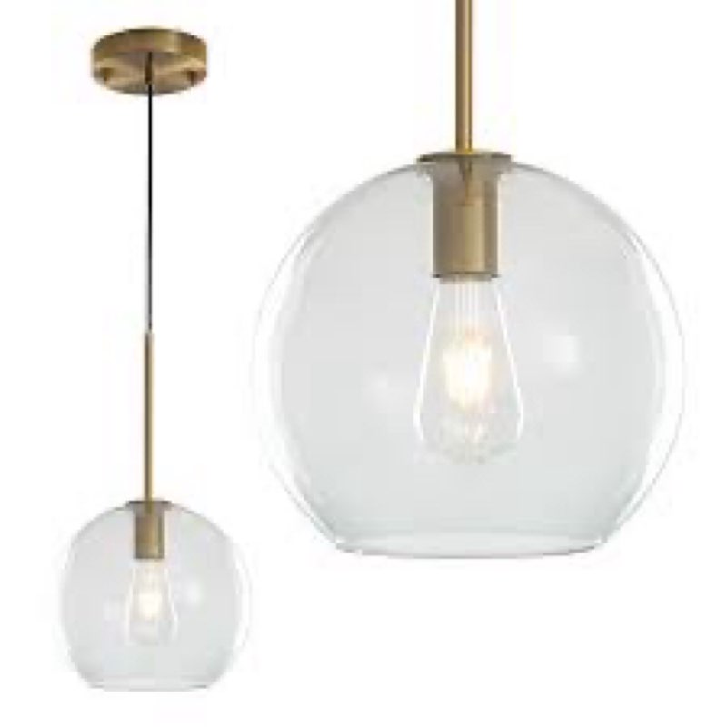 YSHomeStunn 12" Gold Pendant Lights Glass Globe Pendant Light Fixture Bedroom Mid Century Modern Pen