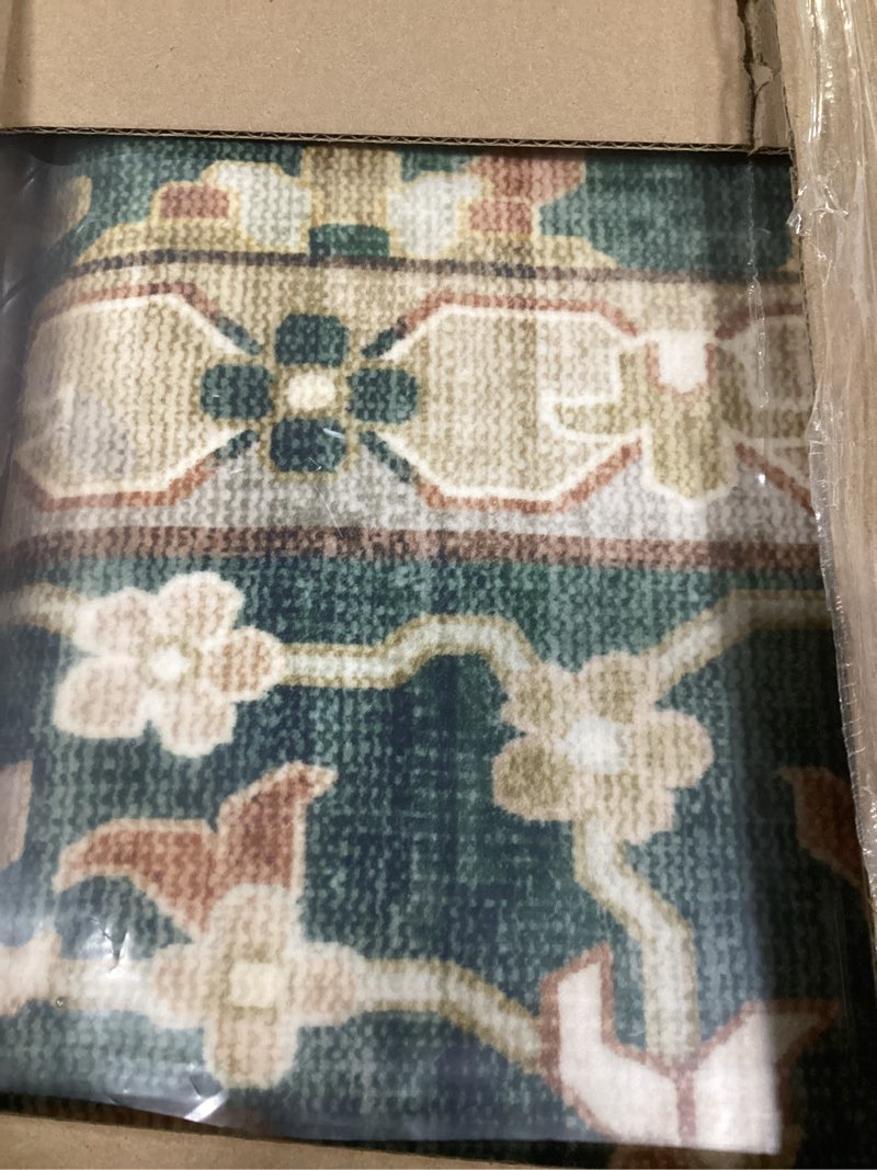 Condition photo showing Good Condition for deerly green rug 8x10 area rug for living room bedroom washable rugs large boho 8x10 rug for dining room carpet non-slip distressed carpet rugs print floor(border green) border green 8'x10'