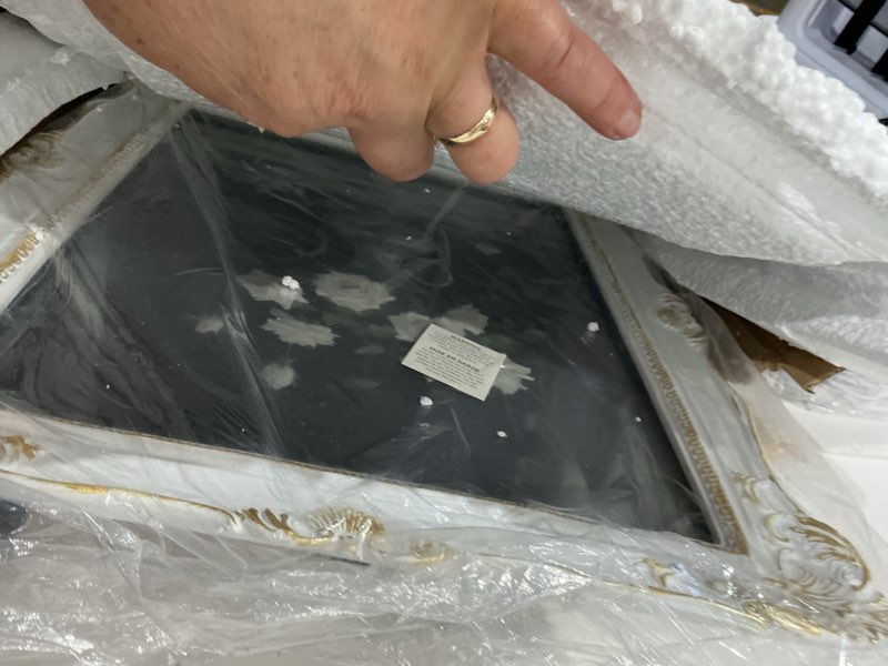 Condition photo showing Good Condition for saysmile vintage 11x14 picture frame white, textured antique picture frames with embossed flower design, ornate frame for 11x14 photo, resin antique frames tabletop & wall hanging, home decor white 11x14