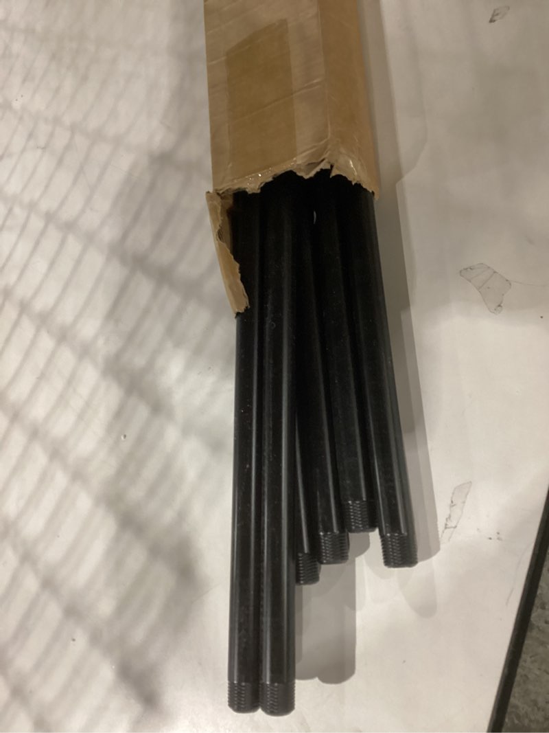 Condition photo showing As Is for GeilSpace 6 Pack 1/2" × 30" Pre-Cut Black Metal Pipe, Industrial Steel Fits Standard Half Inch Black Threaded Pipes and Fittings - Vintage DIY Industrial Shelving (1/2" × 30") 1/2" × 30" Black