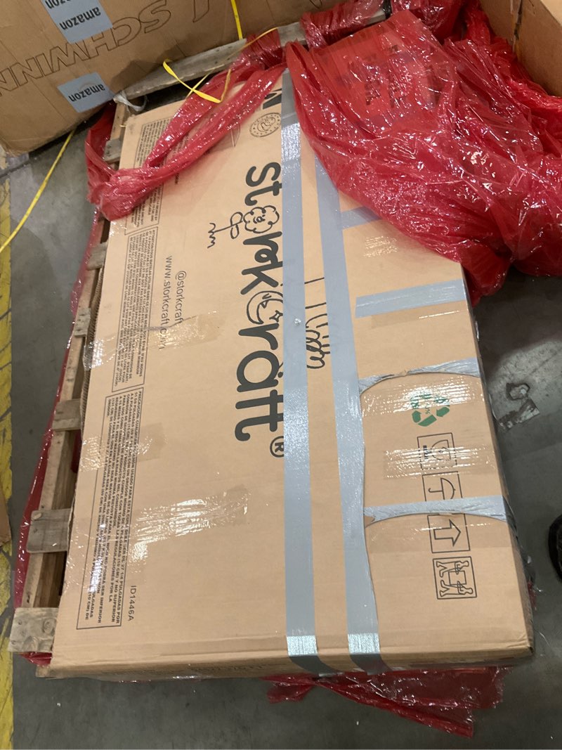 Condition photo showing As Is for STORKCRAFT Santorini Deluxe 5-in-1 Convertible Crib with Bonus Toddler Guardrail (Frosted Oat with Driftwood) – GREENGUARD Gold Certified, Includes Toddler Guardrail, Fits Standard Crib Mattress