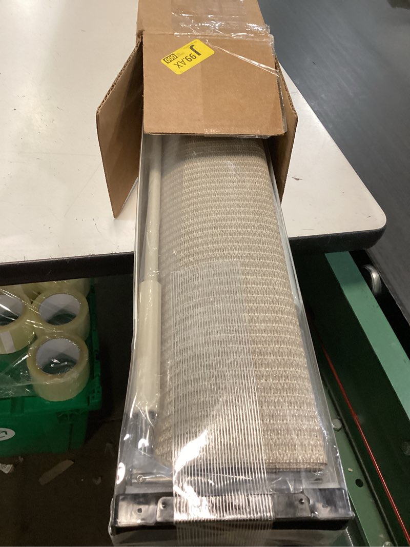 Condition photo showing Good Condition for sunoff outdoor roller shades, cordless patio roller up blinds with shade cloth for porch gazebo pergola balcony backyard, 2 poles & 1 fabric, sesame, 84" wx72 h 84"w x 72"h sesame
