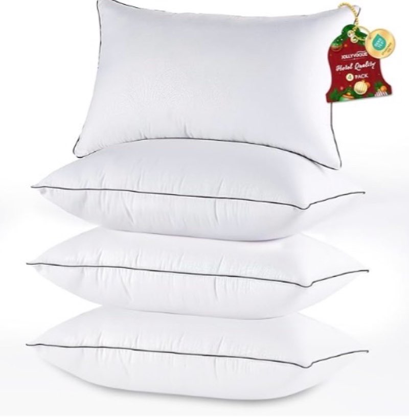 JOLLYVOGUE Pillows Queen Size Set of 4 for Sleeping, Soft and Supportive Bed Pillow with Down Alternative Filling for Side and Back Sleepers, Hotel Collection
