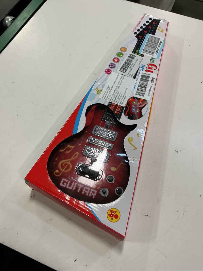 Condition photo showing New/Like New for Kids Guitar Toy for 3 Year Old Boy Gift 21 Inches Electric Guitars with 4 Strings for Toddlers Light Up Music Toys for Boys Girls Gifts Ages 3 4 5 (Red)