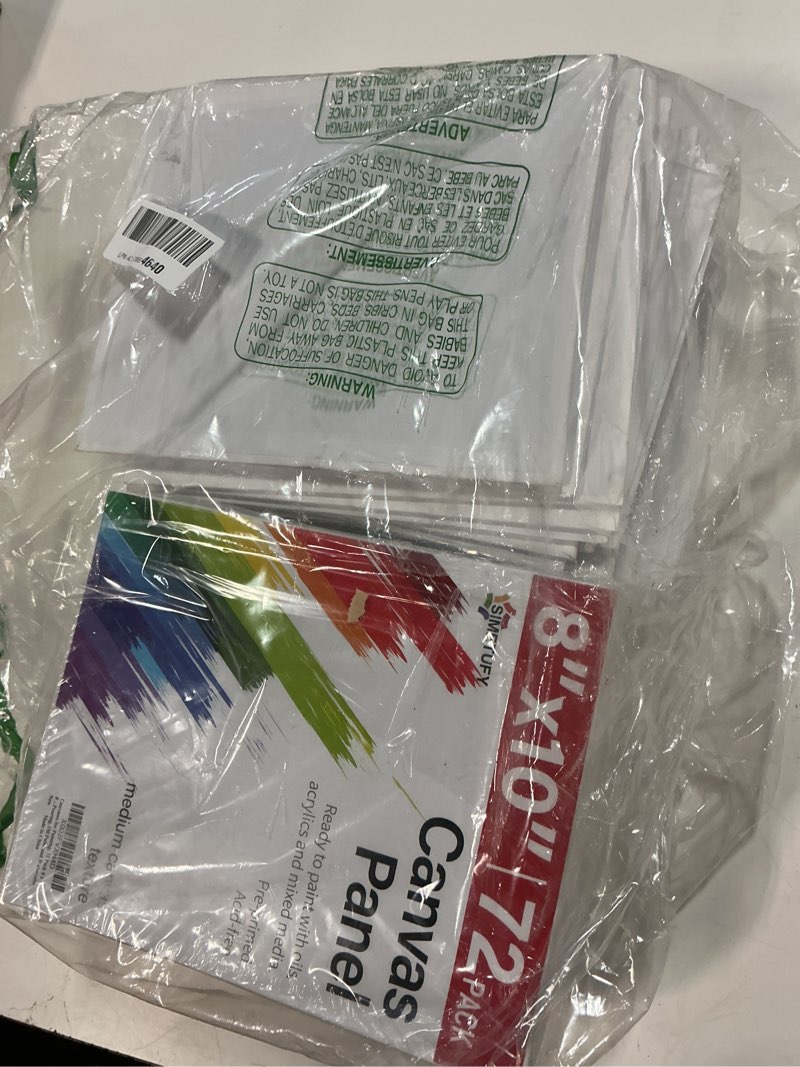 Condition photo showing New/Like New for simetufy 72 pack 8 x 10 inch canvas boards for painting flat canvas panels bulk value pack for classes and parties 100% cotton for acrylics paint 8\"x10\" - 72 pack