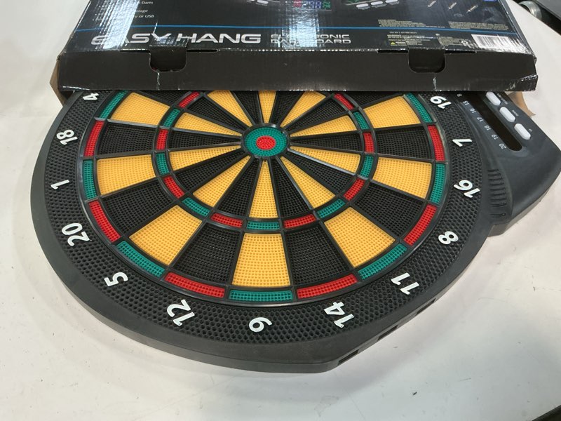 Condition photo showing Good Condition for narwhal revolution electronic dartboard with 30 games, cricket scoring and 6 plastic tip darts