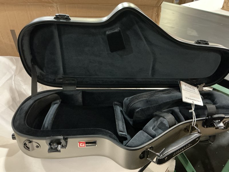 Condition photo showing Good Condition for crossrock polycarbonate alto saxophone case | tsa lock, backpack straps, scratch-resistant shell, neck & mouthpiece storage – champagne silver (crf4050ascs) alto sax champagne silver