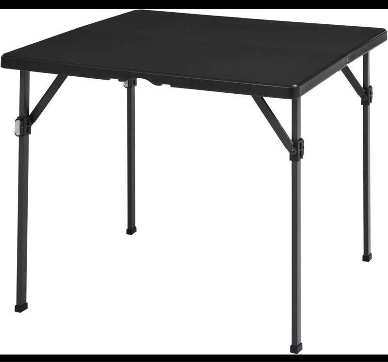Amazon Basics 34 inch Portable Folding Dining Table with Carrying Handle, Black, 33.9 x 29.1 x 33.9 inch, Square