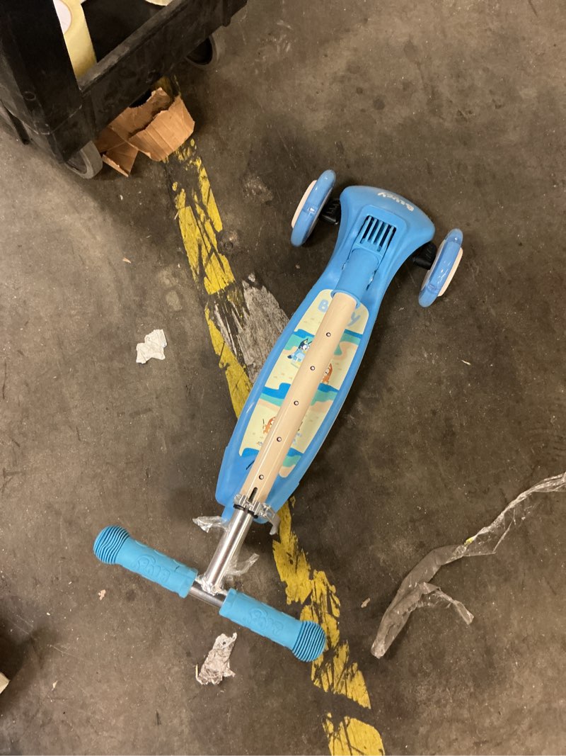 Condition photo showing As Is for licensed tilt and turn 3-wheel scooter with light up wheels