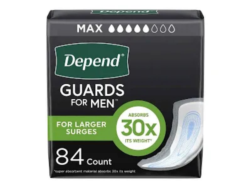 depend men guards maximum absorbency - 52 ea, pack of 2