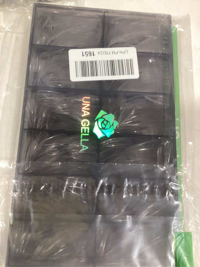 Condition photo showing New/Like New for UNA GELLA Long Stiletto Gel Nail Tips, 600Pcs Pre Etched Long Stiletto Almond Nail Tips Clear Fake Nails Press on Nails No C Curve for DIY Art Salon at Home 12 Sizes