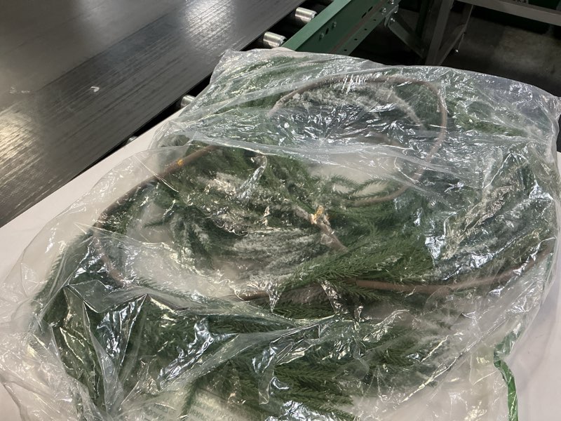 Condition photo showing Good Condition for 2 Pcs Snow Flocked Norfolk Pine Garlands, 72 Inch Real Touch Winter Pine Garland, Green Artificial Greenery Garland for Table, Mantle, Wall, Indoor, Outdoor Christmas Decorations 6 FT 2