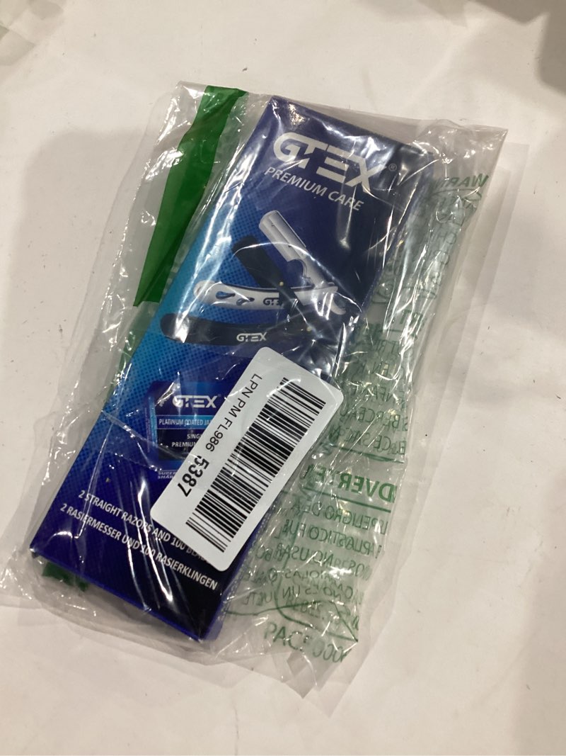 Condition photo showing Good Condition for Straight Razors For Men 100 GTEX Barber Razor Blades - 2 Professional Single Blade Razors for Men Navajas Para Barbero Straight Edge Razor Barber Beard Razor Shavette Shaving Razor Kit Silver and Black