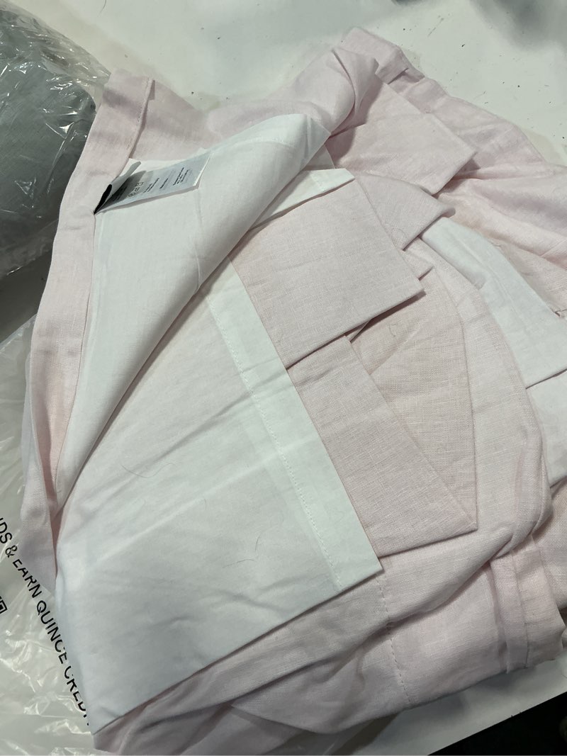 Condition photo showing As Is for european linen curtain, 48x96, vintage blush